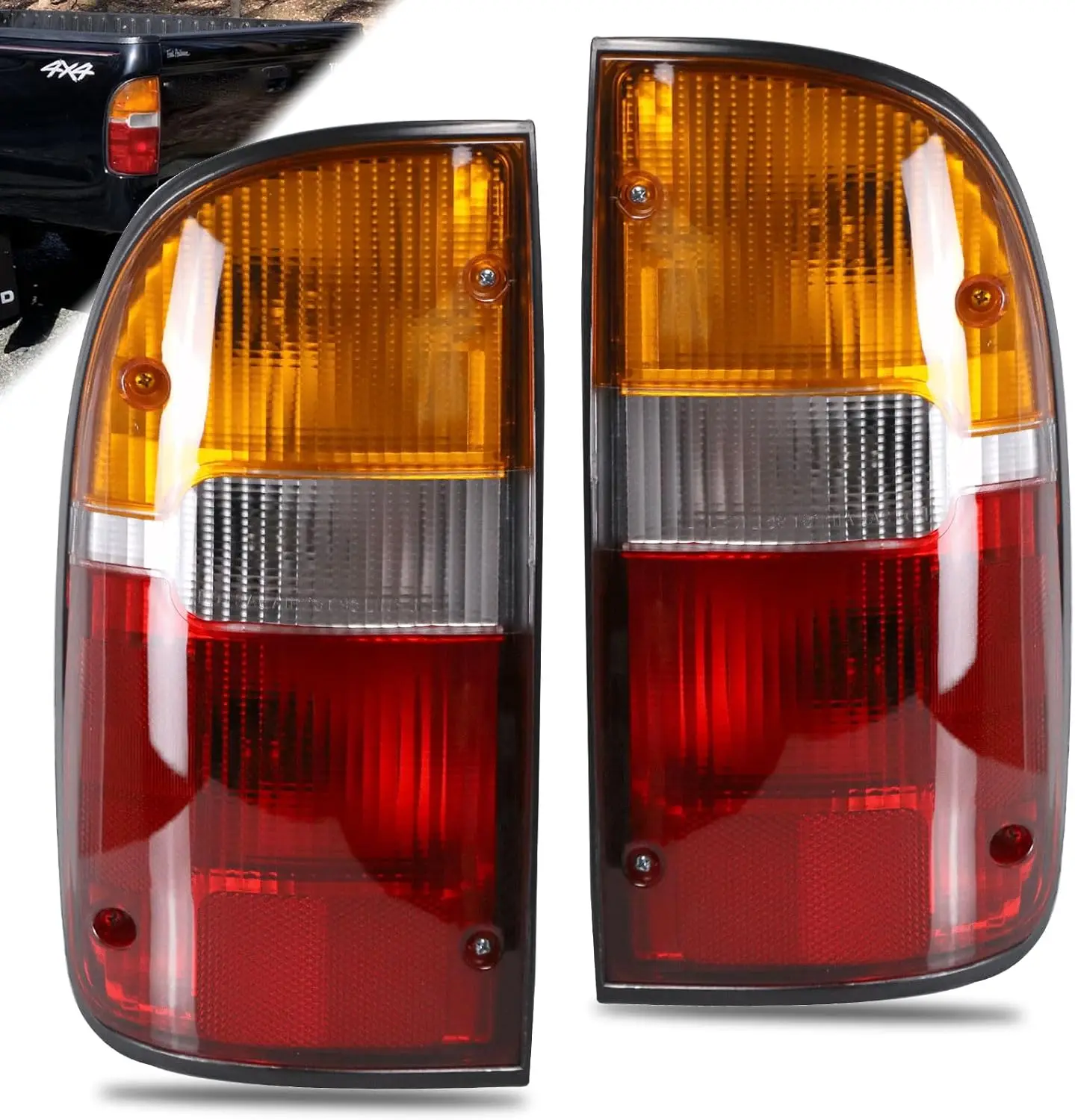 

Tail Light Assembly for 1995-2000 Toyota Tacoma Pair Left Right Side Red Amber Clear Lens