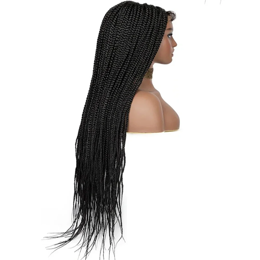 32 inch 4x4 Lace Front 3x Twist Gevlochten Pruik Synthetische Afro Dreadlocks Lange Vlechten Pruik Voor Zwarte Vrouwen Baby Haar Mode Pruik