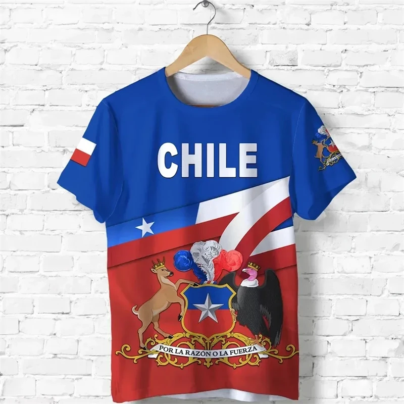 Chile National Emblem Graphic Men's T-Shirt 2024 New Fashion Streetwear Tshirts Homme Outdoor Casual Short-sleeved Tops Clothing