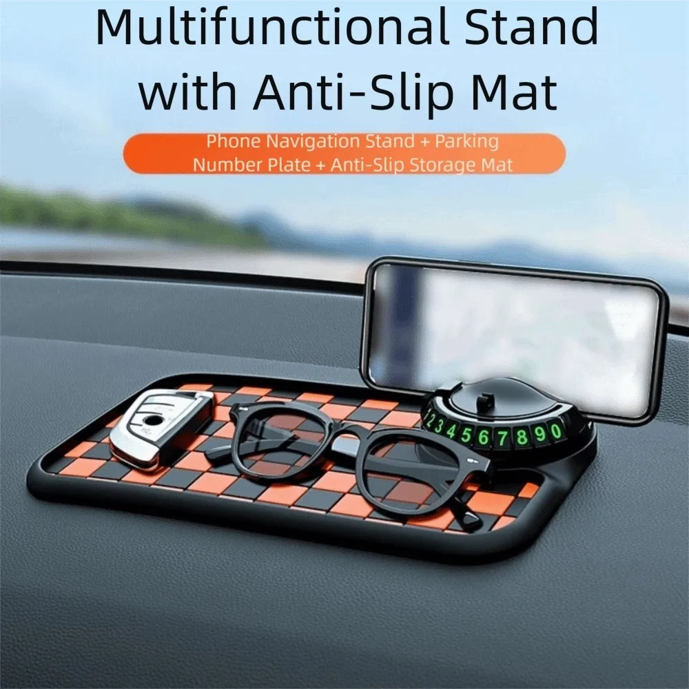 

Wear Resistant Dashboard Anti Slip Mat Rotatable Cable Management Car Phone Mount with Non-slip Pad with Parking Number Plate