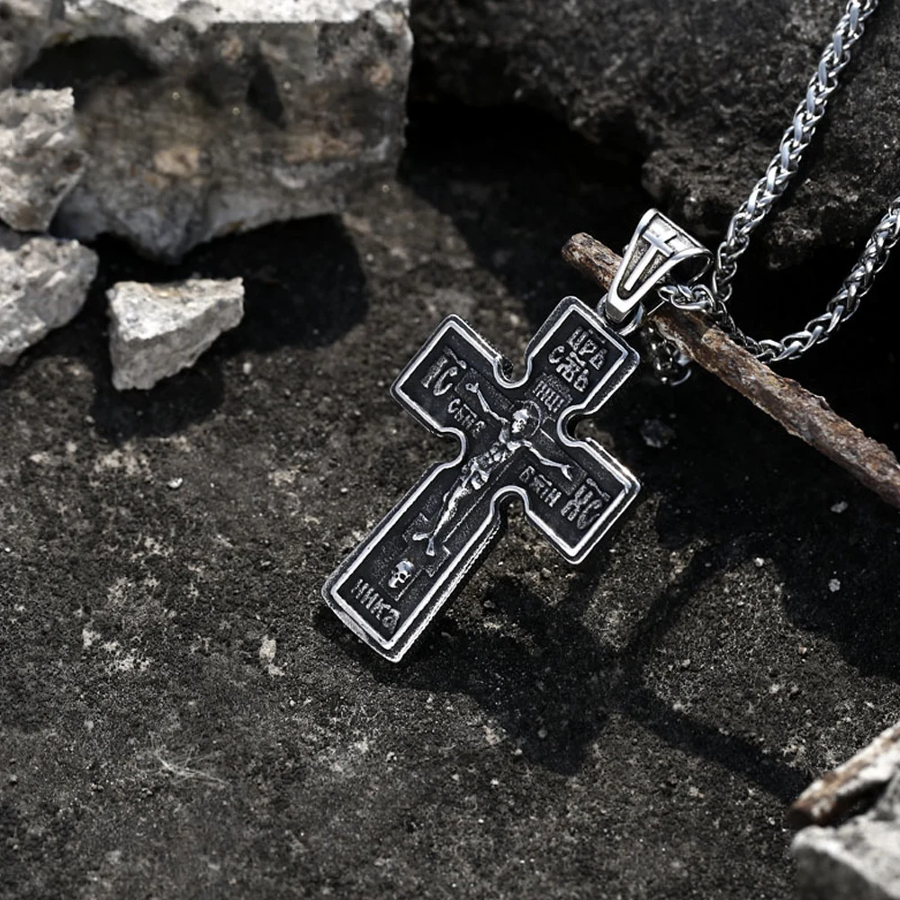 

Vintage Christ Jesus Pendant Necklace Men 316L Stainless Steel Cross Necklace Chain Jewelry Gift Religious Christian Jewelry