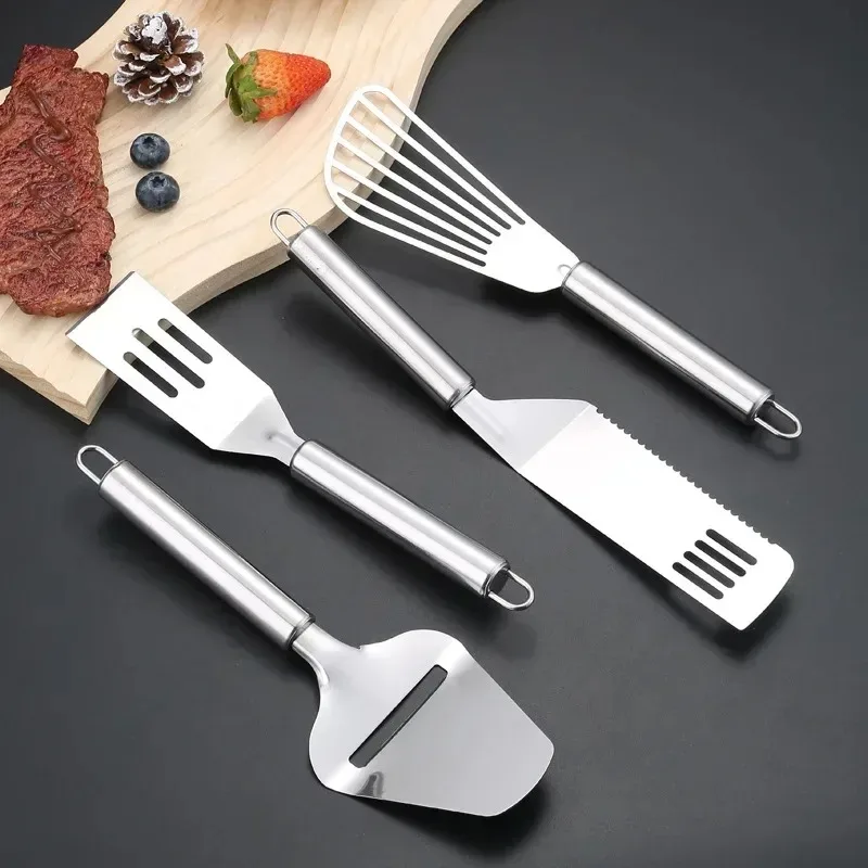 

Cooking with frying spatula, barbecue spatula, cheese spatula, tube handle, steak spatula