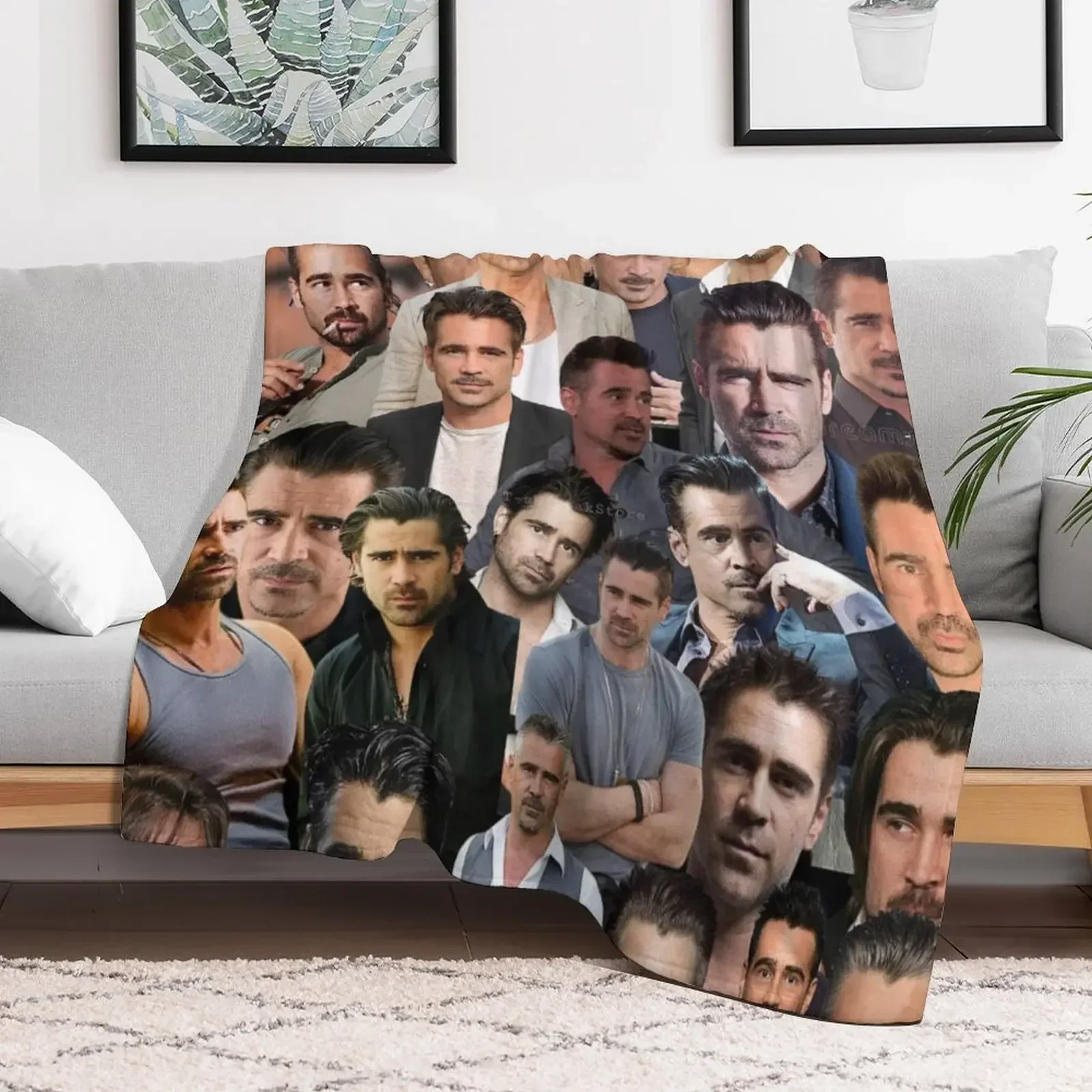 

colin farrell photo collage Throw Blanket bed plaid Furry Blankets Flannel Hairy Blankets For Bed Blankets
