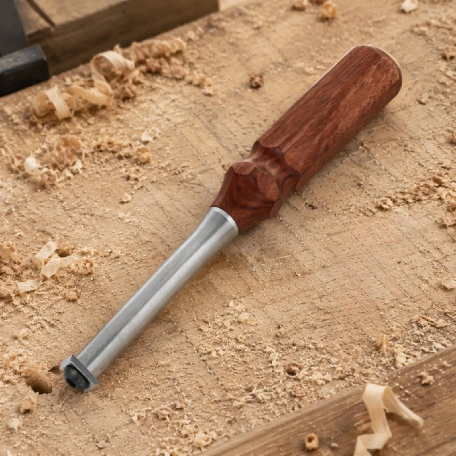 Precision Industrial Scraper Tool Stainless Steel Shaft Hard Alloy Square Wood Handle for Workshop Surface Cleaning
