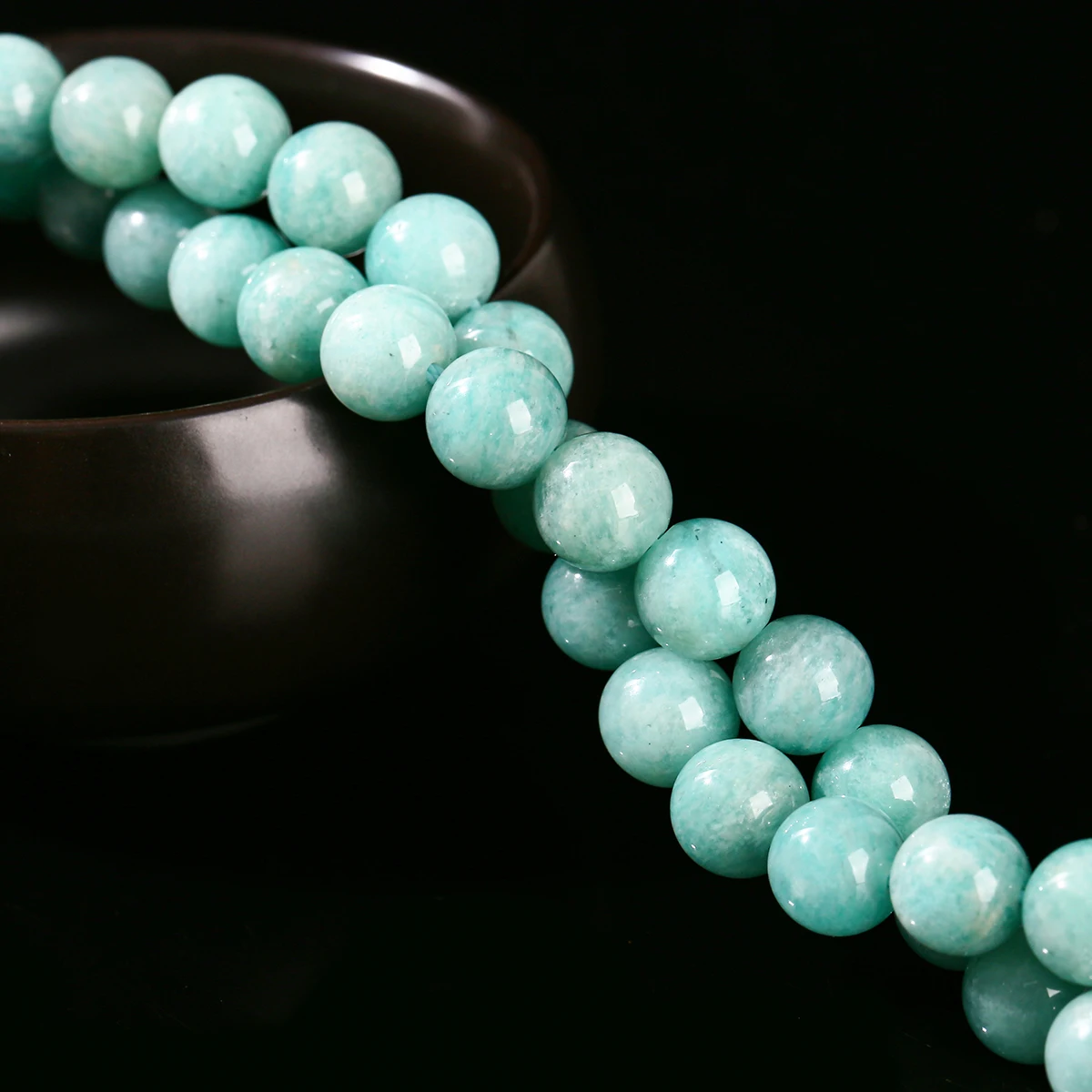 Echte natürliche blau-grüne Amazonit-Perlen, rund, lose Spacer-Edelsteinperle für Schmuckherstellung, DIY-Armband, Halskette, Zubehör – Detail 2