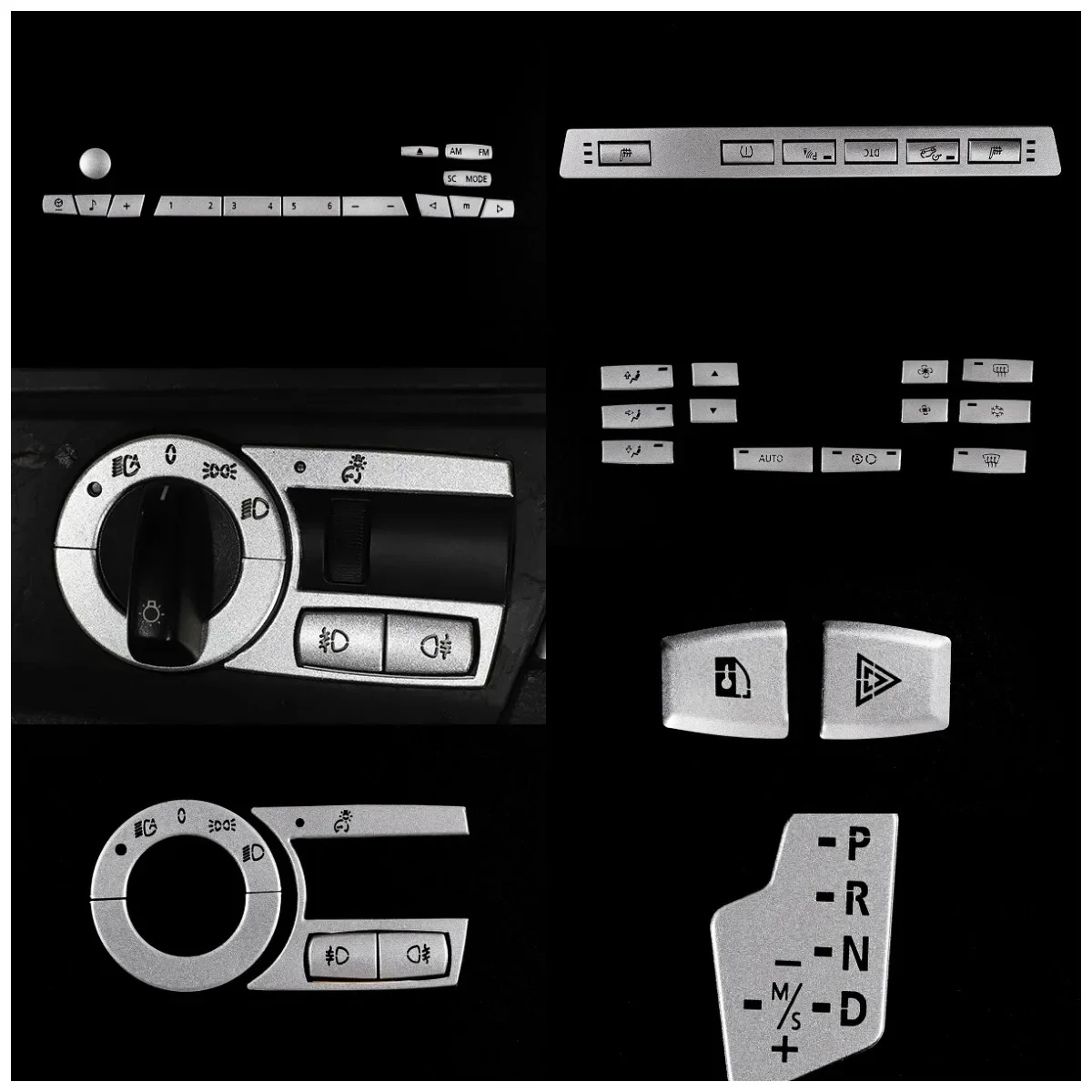 Alloy Car Headlight Switch Seat Heating Button Stickers For BMW X3 E83 2006-2010 Air Conditioning Button Patch Kit Accessories - view 2