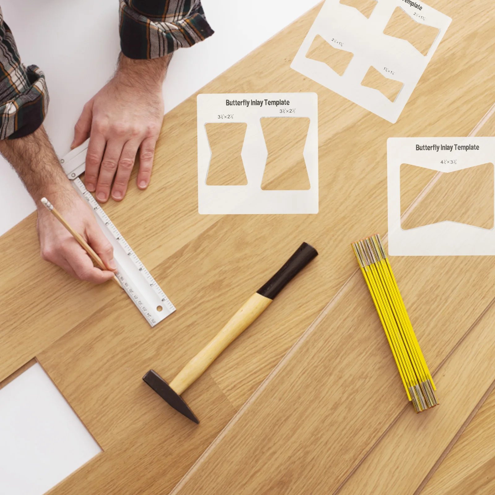 

3pcs Butterflies Inlay 1 11/16 Inch To 4 3/4 X 3 7/16 Acrylic Tools Wood Repair Router Templates For Woodworking Inlay Templates