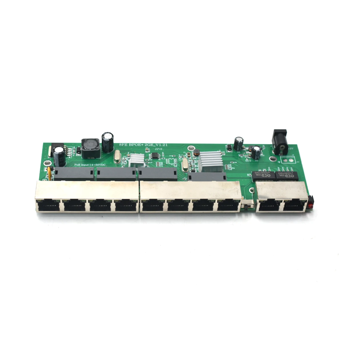10ポートrpoeスイッチPCBボードポインアウト8ポート10/100mbps rj45リバースプースイッチ、2つのアップリンクポート付き