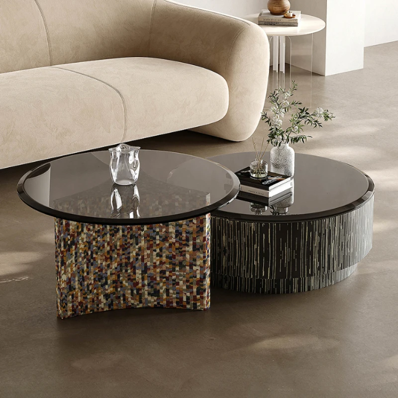 

Glass Tray Coffee Table Aesthetic European Italian Luxury Round Set End Tables Living Room Small Salontafel Home Furniture