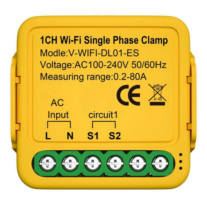Tuya Bilateral WiFi Energy Meter 80A with Clamp CT KWh Power Electricity Consumption Monitor for Home(B)-A31R