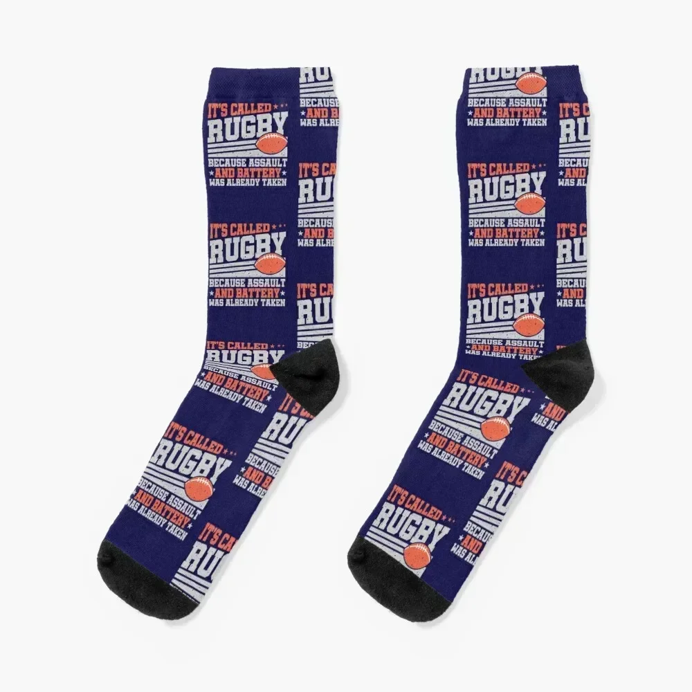 

Rugby Because Assault And Battery Was Already Taken Socks floral Climbing Run luxury Woman Socks Men's