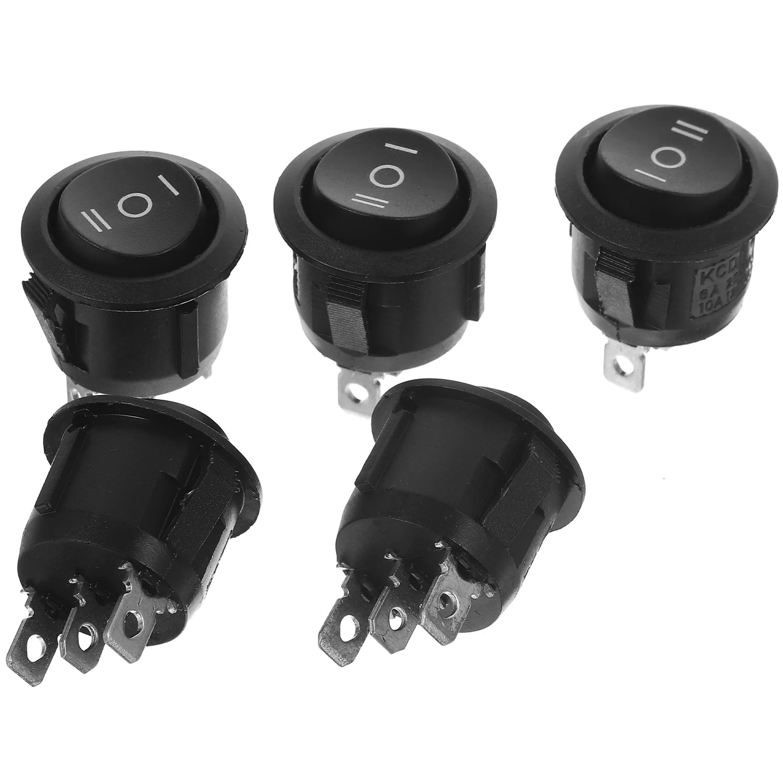 

5 pcs Rocker Switch Push Round Button Spdt For Car Boat Water Car Push Button Dispenser Control Panel Replacement Black