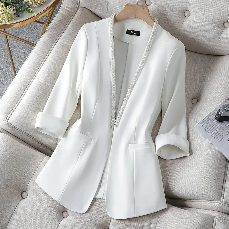 

Thin Suit Jacket Female 2022 Spring Summer New Women's Clothing Fat MM Niche Design Western Style Ladies Suit Top Q18