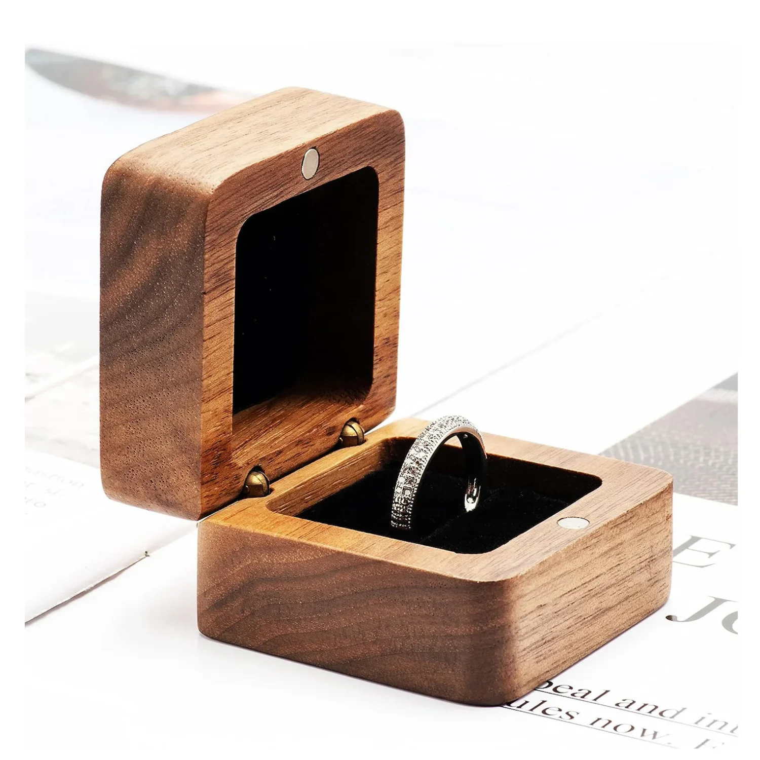 Personalized Wedding Ring Box Custom Wooden Ring Holder, Wood Ring Bearer Box Engagement Box, Anniversary Gift Proposal Ring Box