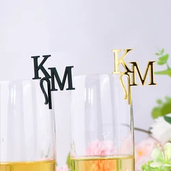 20/50/100pcs Personalized Drink Tags Glass Cocktail Markers Wedding Custome Initials Wine Charms Acrylic Card Place Setting Tags