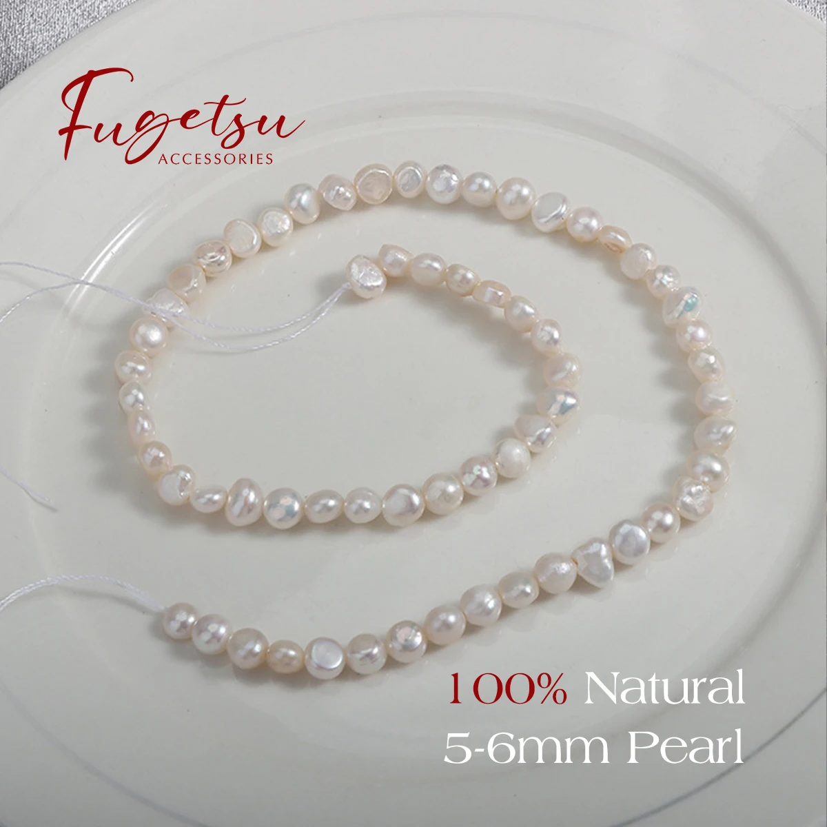 5-6mm AA Natural Freshwater Pearl Two Sided Shiny Pearl Beads Charms for DIY Women Men Necklace Jewelry Making Accessories