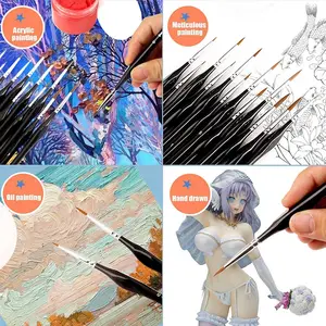 10 peças pincel de pintura de detalhes finos kit de pincéis de pintura em miniatura mini conjunto de pincéis para acrílico, aquarela, óleo, rosto, unhas 8 principais vendas pinceis tinta acrilica - №8