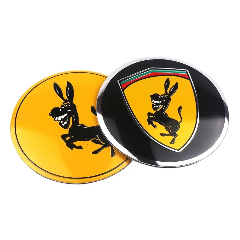 4PCS 56mm Funny Spoof Prank Donkey Badge Car Wheel Center Hub Caps Emblem Stickers For BMW Porsche Subaru TOYOTA Mercedes Benz