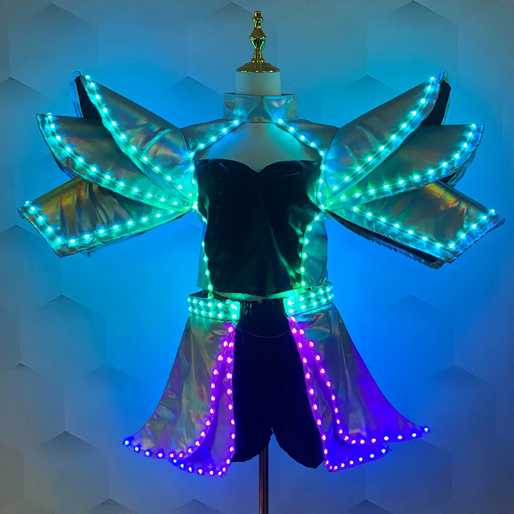 

Ladies glow-in-the-dark costume LED Costume Sexy tutu led Fashion set Stage dance costume Halloween Wedding party lighting props