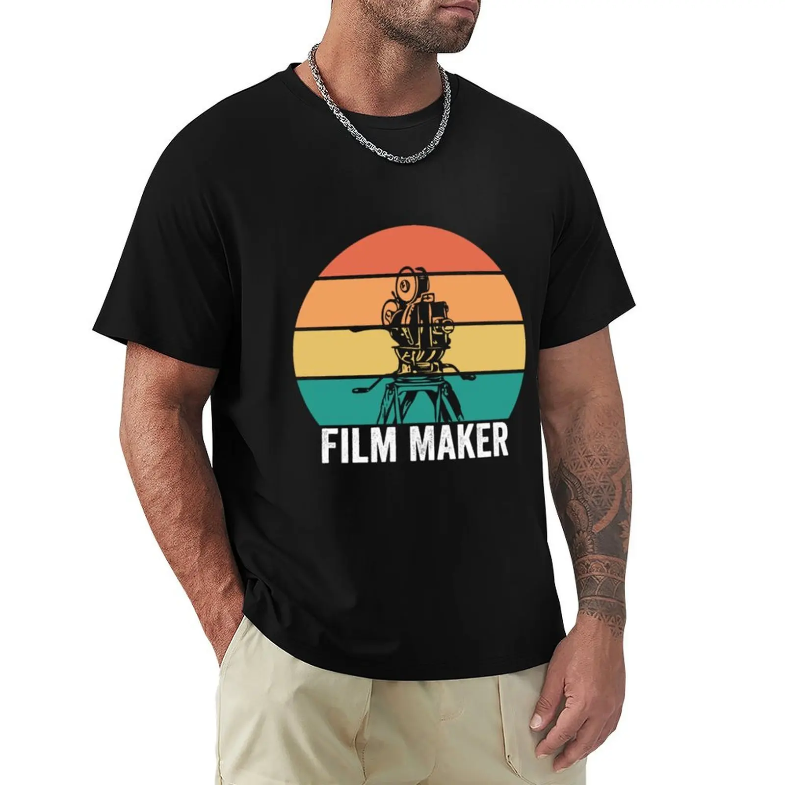 Film Maker Gift Vintage Cut Funny Movie Maker T-Shirt Sporty Breathable Short Sleeve T-Shirt