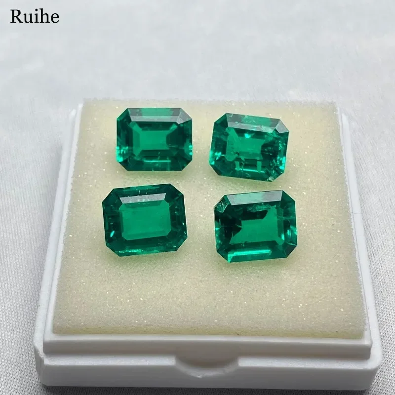 

Ruihe Handmade Lab Grown Emeralds Columbia Color Loose Stone for Jewelry Rings Making