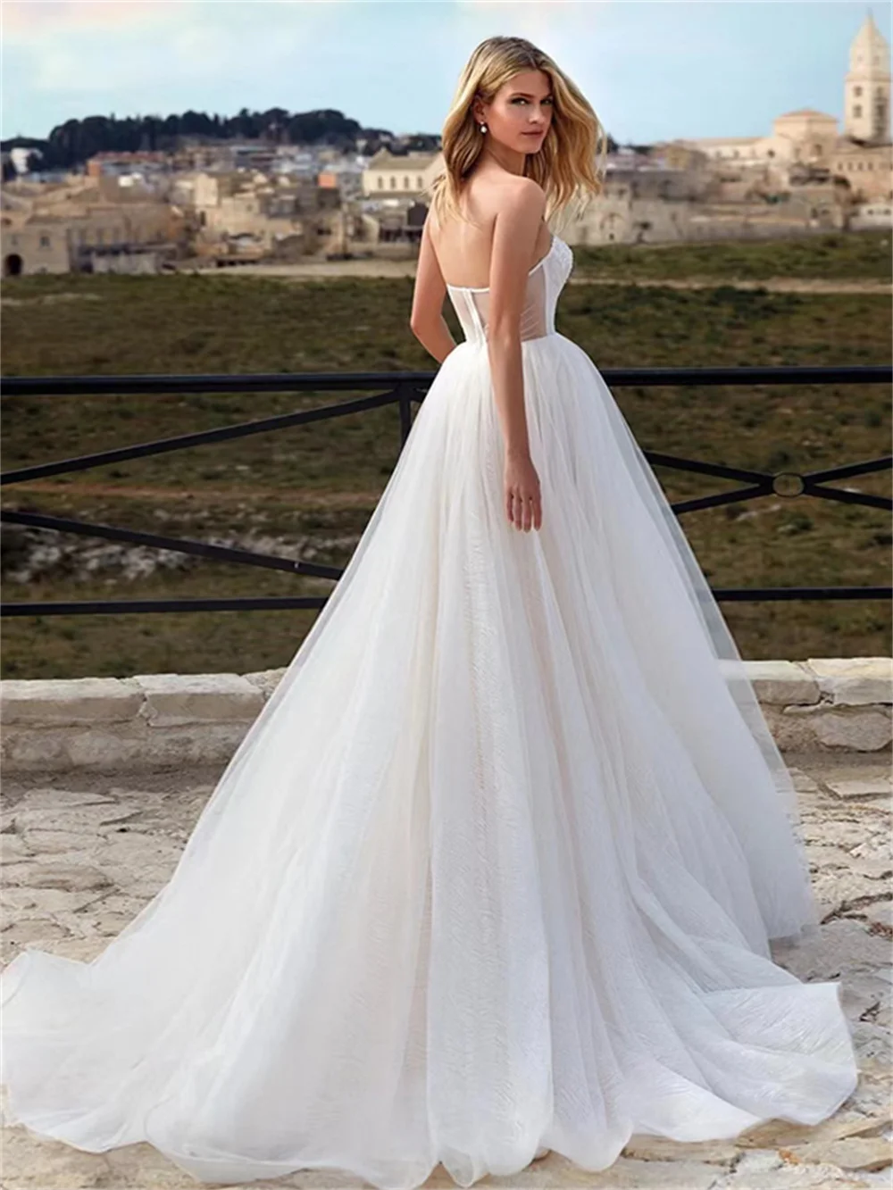 Vestido De Novia Sexy con apliques, traje De Novia elegante sin tirantes, largo hasta el suelo, 2024