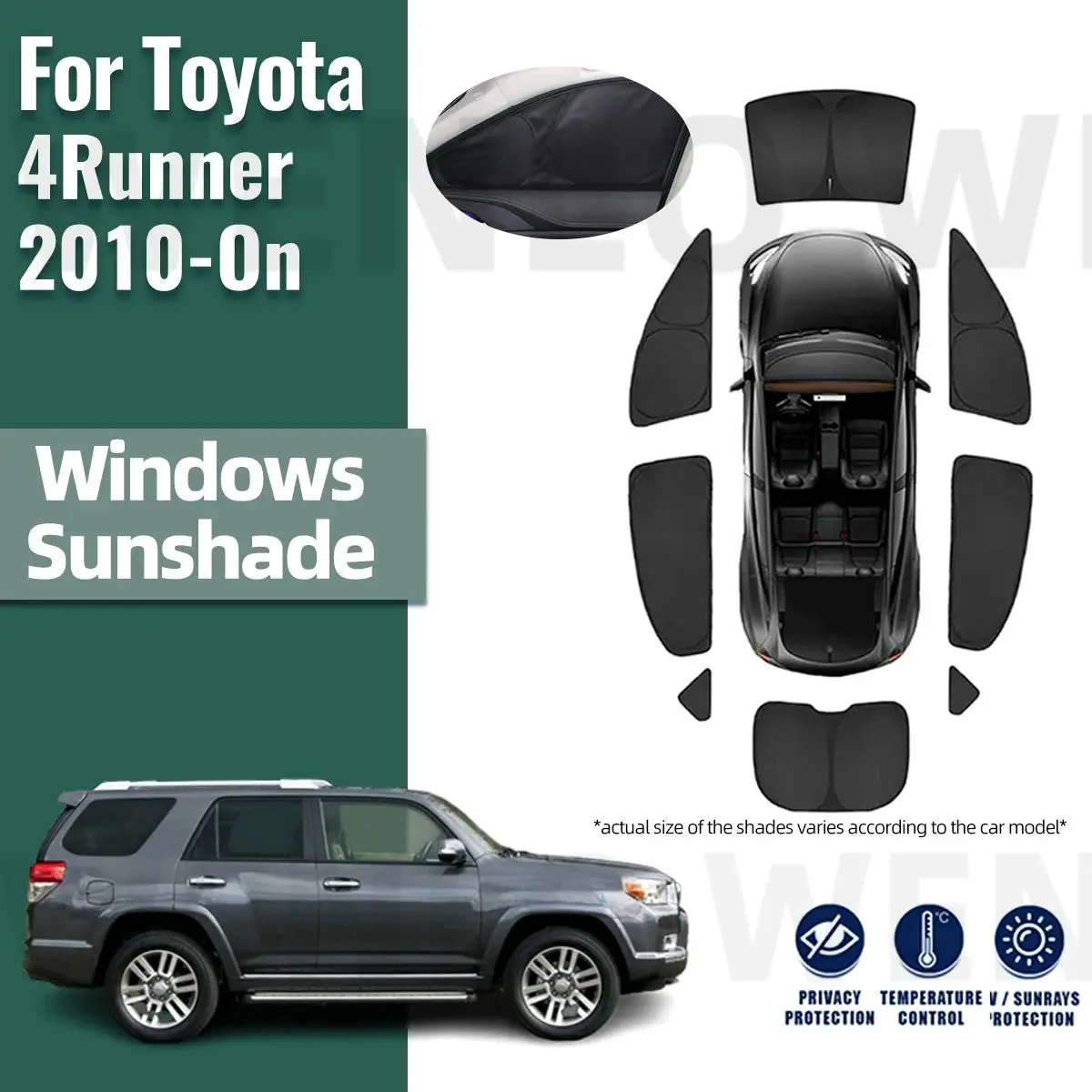 

For Toyota 4Runner 2010-2020 2021 2022 2023 Full Cover Car Sunshade Front Windshield Curtain Rear Side Window Sun Visor Shade