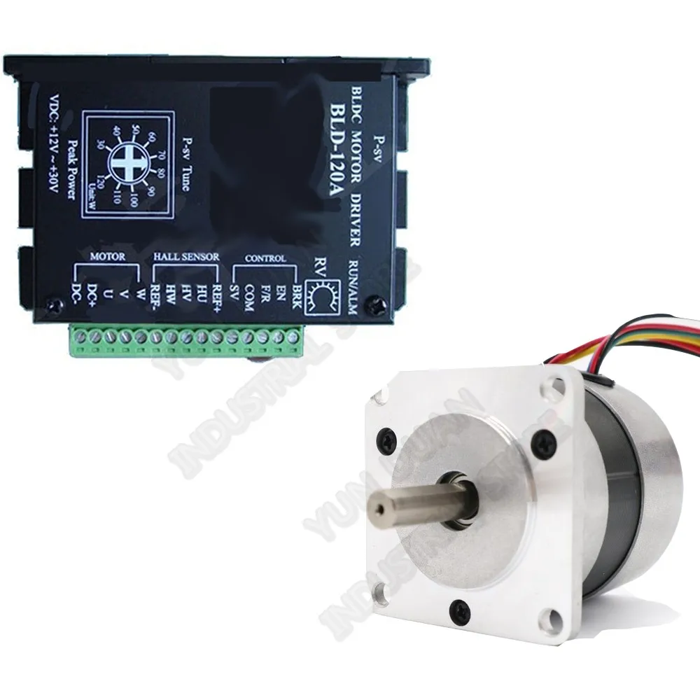 100W Brushless 24VDC BLDC Driver Motor Kits NEMA23 57MM 0.33Nm  Hall Sensor Drive 8A Adjustable Speed 3000RPM PWM 3PH 8mm Shaft