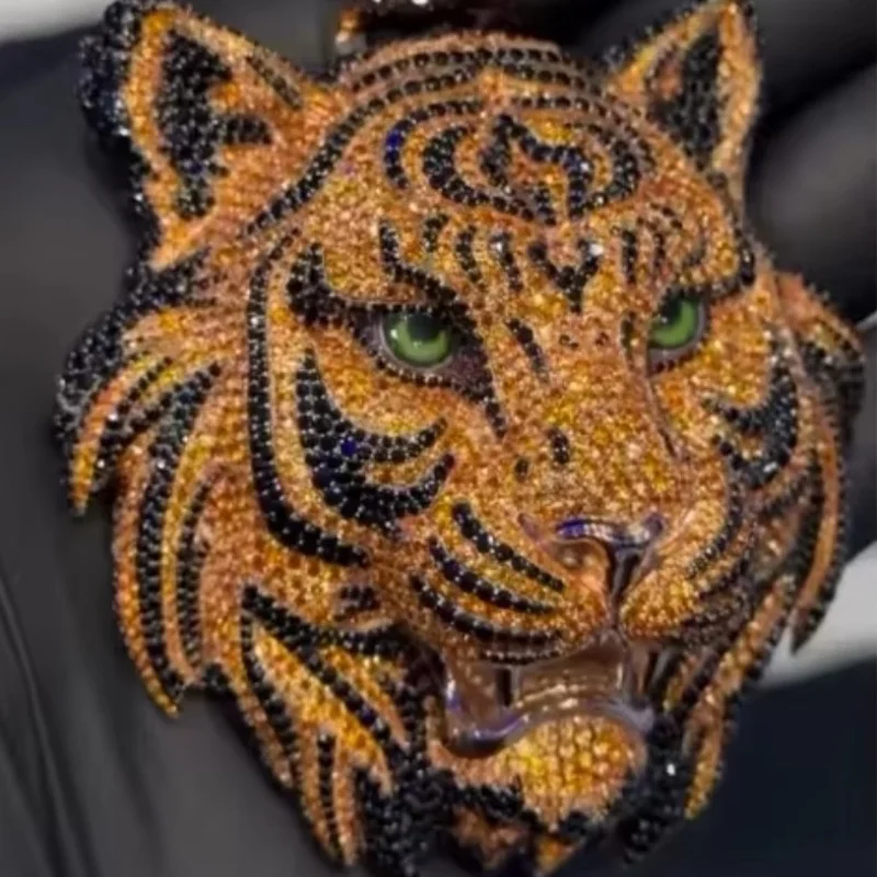 

Кубинская цепочка в стиле хип-хоп с подвеской в виде головы тигра для мужчин, идеальный подарок на День святого Валентина, подходит для Рамадана, Дня Святого Патрика.