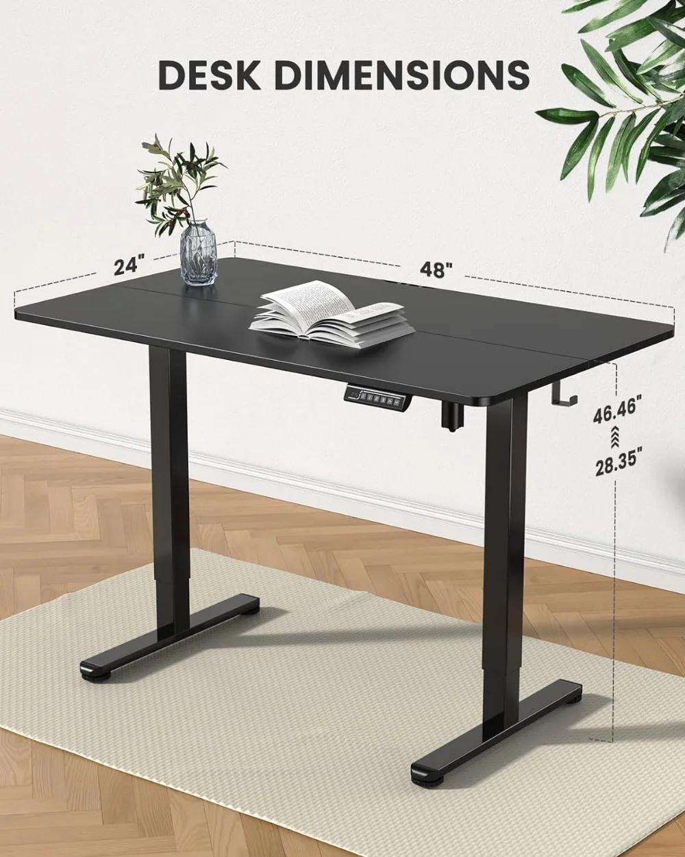 ErGear Height Adjustable Electric Standing Desk, 48 x 24 Inches Sit Stand up Desk, Memory Computer Home Office Desk