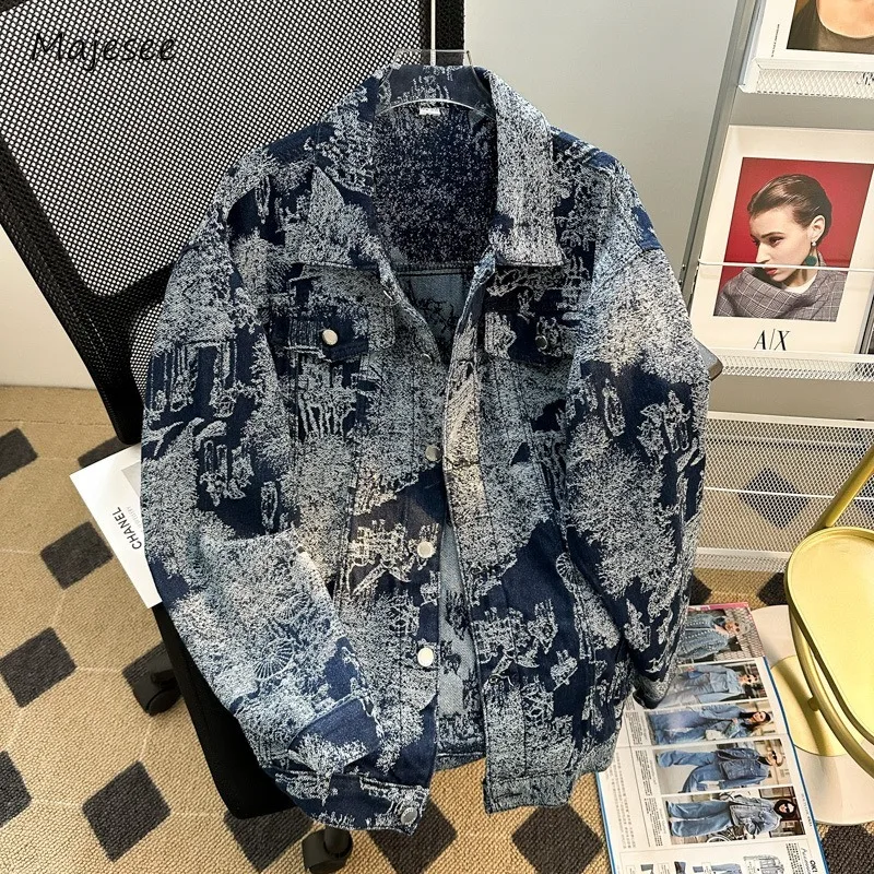 

Denim Jackets Men American High Street Loose Outwear Designed Couples Fashion All-match Coats Streetwear Hipster Harajuku Chic