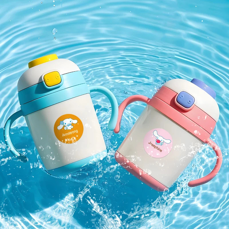 ملصقات اسم سينامورول المقاومة للماء للهدايا العصرية والملصقات الملونة لسهولة تنظيم اللوازم المدرسية