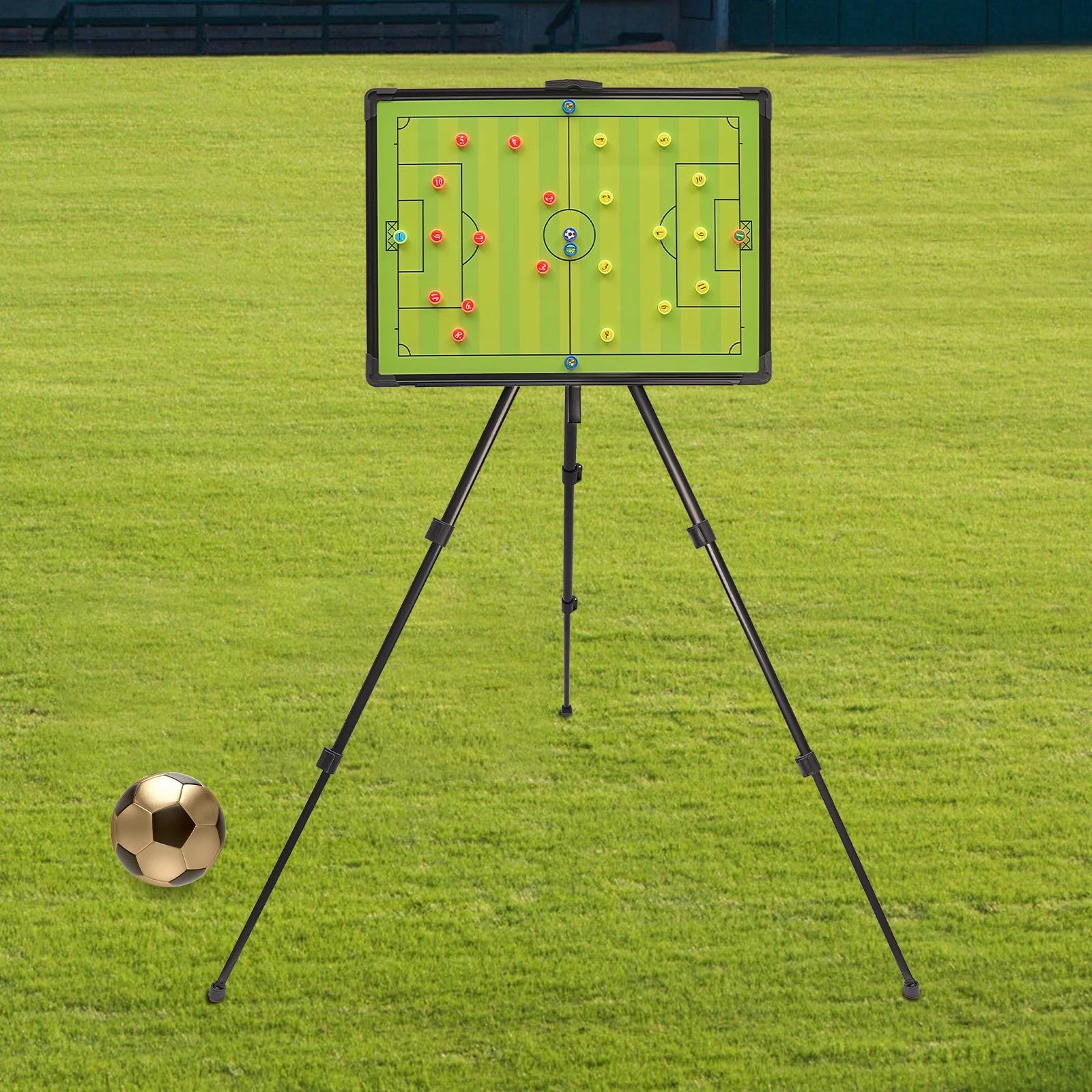 

Soccer Coaching Board with Stand Portable Tactical Display Board Magnetic Soccer Coach Clipboard with Triangle Bracket