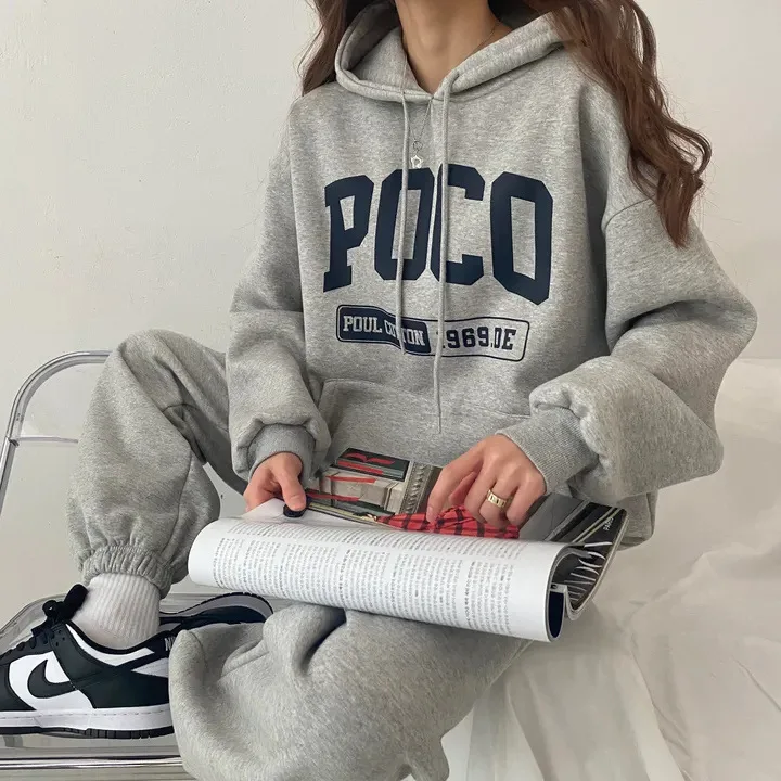 Casual Design 2 Piece Sets Popular Outfits Fashion Letter Printed Hoodies Women Tracksuits Autumn Winter Suits Mujer All-match