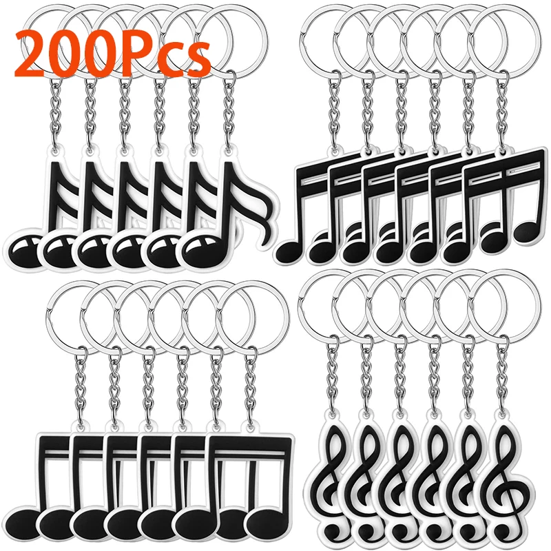 200Pcs Silicone Music Keychain Musical Note Keychain Roll Themed Keychains for Music Themed Party Supplies Music Party Favors