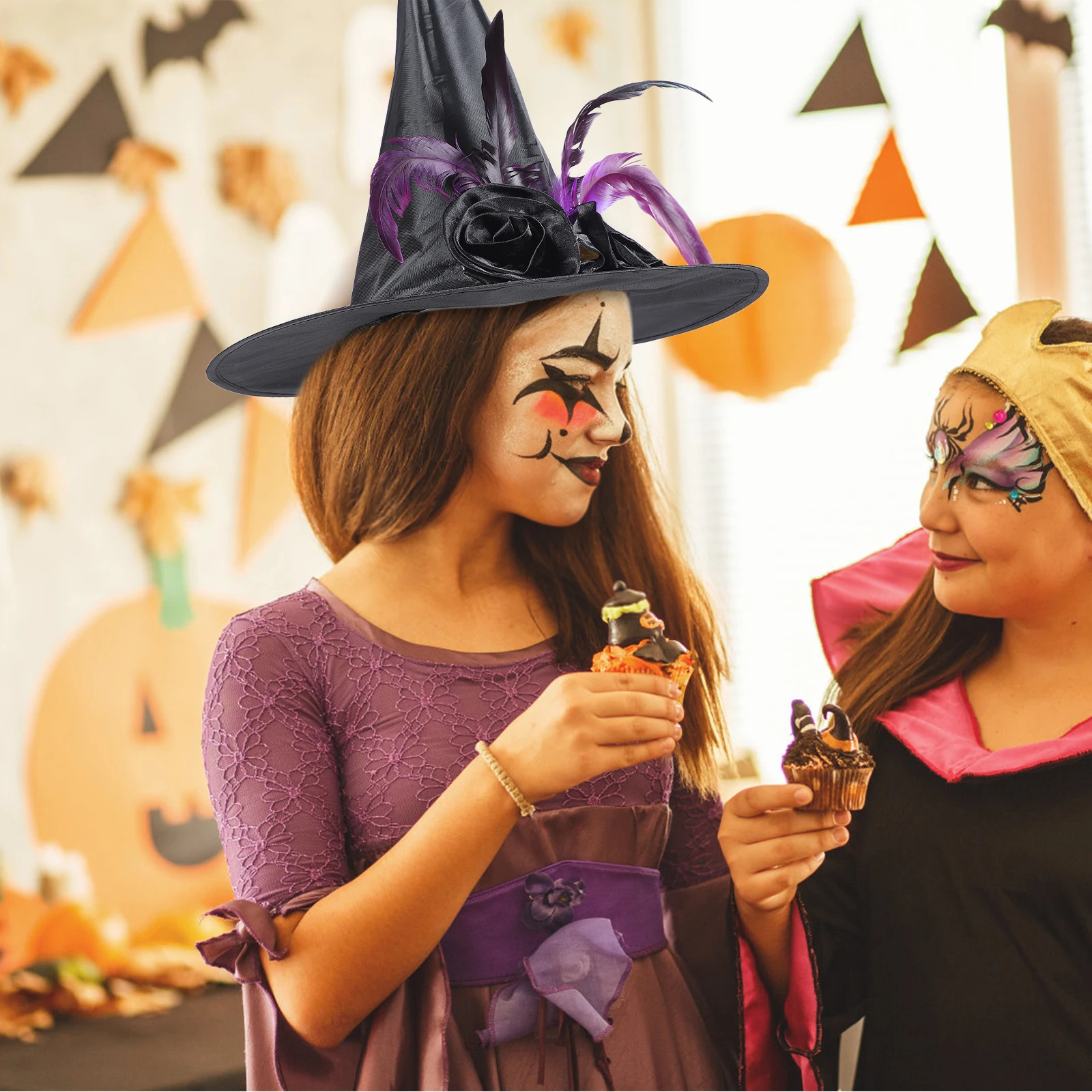 

s Wizard Hat Dark Witch Costume Hat for Halloween Party Decorations Masquerade Glow Headdress Non deformation Impact Resistance