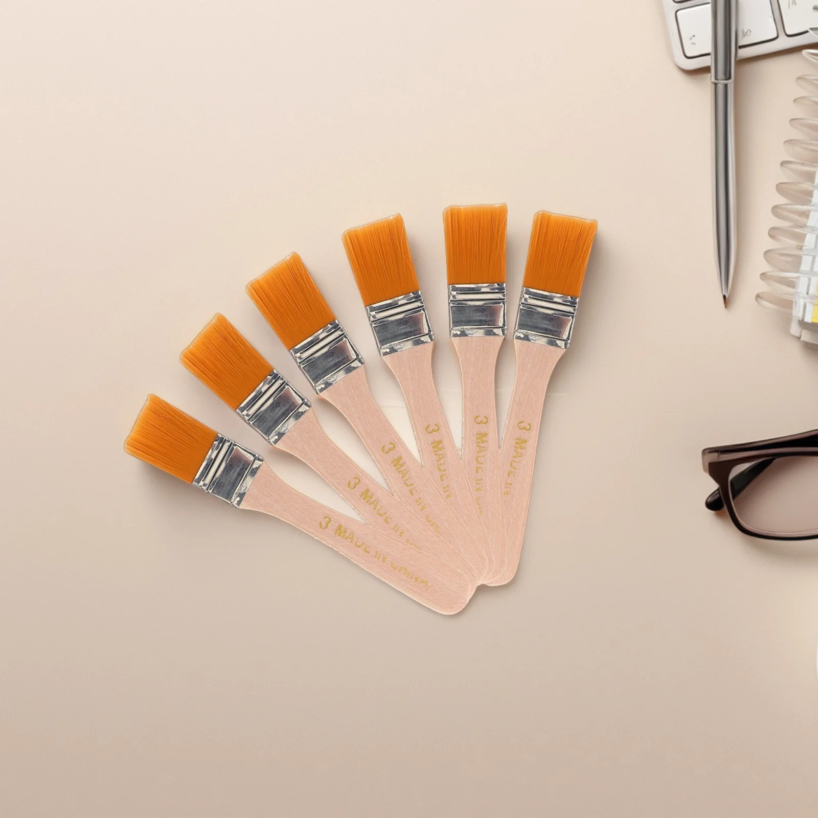 

6 Pcs Paint Brushes Mao Board Brush Small Wooden H Nylon Wall Trim Tool Furniture Door Cabinet Oil Canvas Set Painting