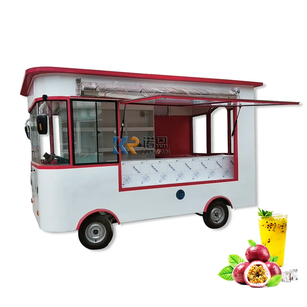 In Stock 5m Mobile Ice Cream Trailer Electric Food Truck Coffee Cart  Mutifunction Clothes Vending Bus