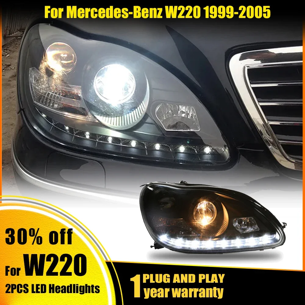 Car LED Headlights For Mercedes-Benz S class W220 S280 S320 S500 1998-2005 Auto Headlamp Assembly Projector Lens Accessories Kit