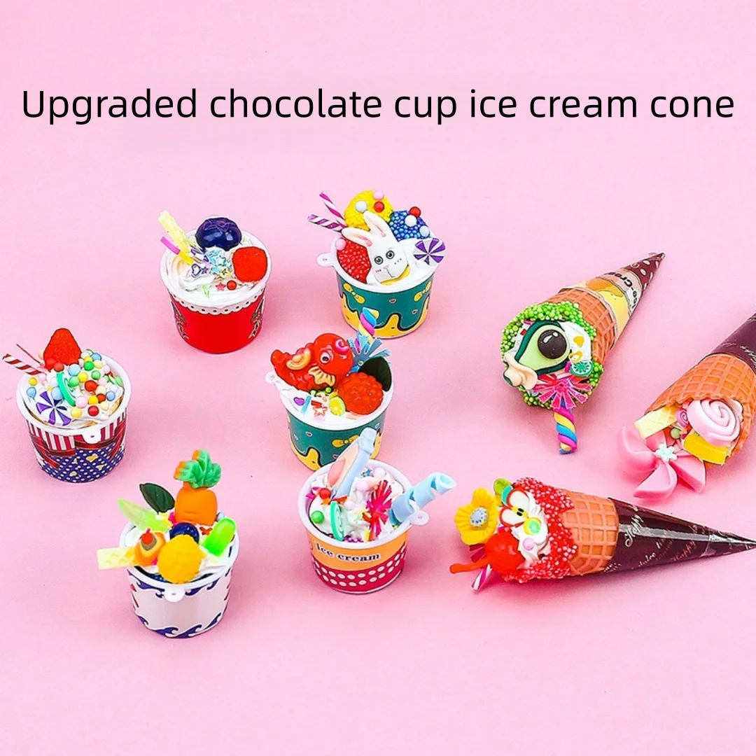 Craft Kits DIY Ice Cream Cup Decor Dessert & Crafts for Kids Ice Cream Cone Props for Fake Food Display Birthday Gifts for Girls