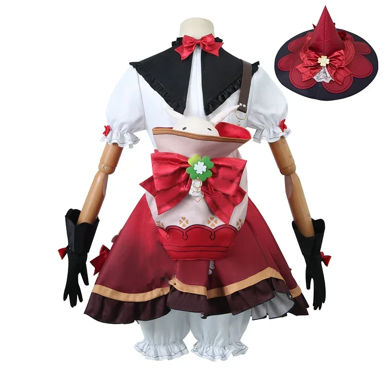 Game Genshin Impact Klee Cosplay Costume Dress New Skin Blossoming Starlight Outfits Wig Backpack Witch for Women