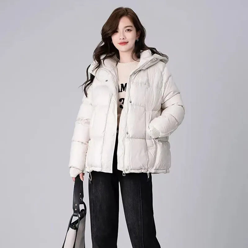 

Clothing Women Cotton-Padded Jacket Winter Warm 2025 New Casual Elegant Loose Solid Color Warm Hooded Women Cotton Jacket H524