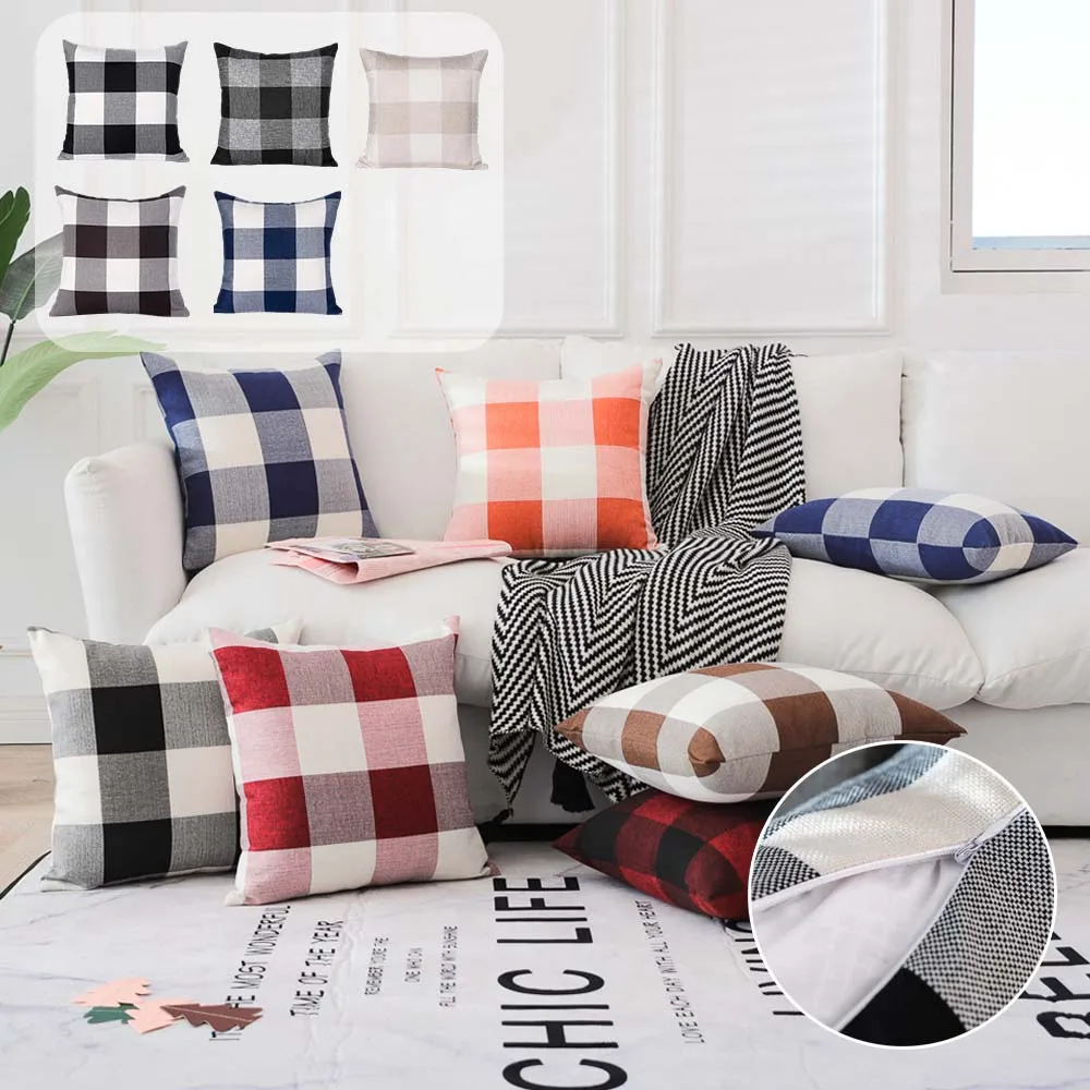 

Thick Linen Cushion Cover Geometric Printed Throw Pillow Slipcover Home Decoration Sofa Bedroom Car Seat Pillowcase Without Core
