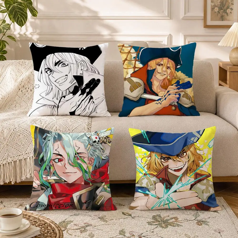 Anime Dr.STONE Cushion Cover Soft Square Throw Pillow Covers Set for Sofa Bedroom Car Home Decoration