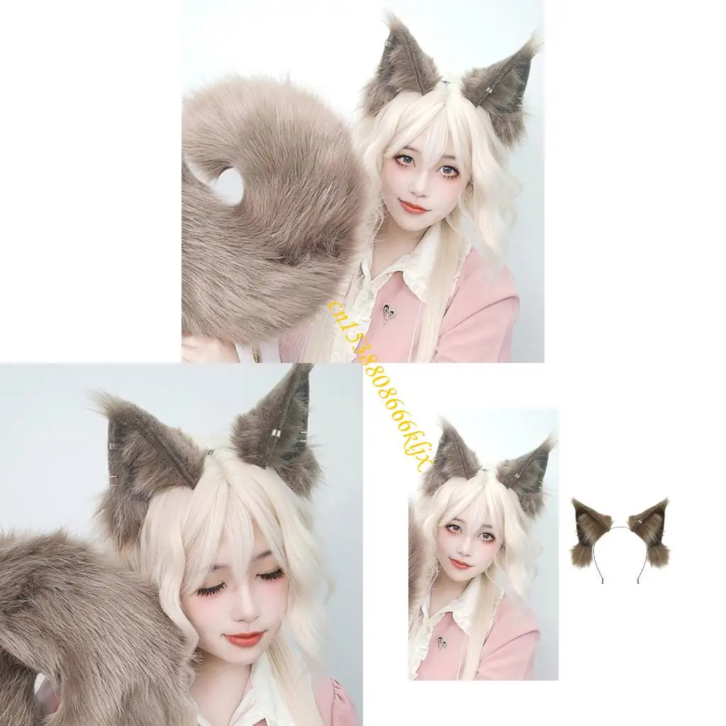 

Elastic Squirrel Ear Hairband Plush Stretchy Design Hairhoop For Everyday Wear Role Playing Event Dressingup Props 066C