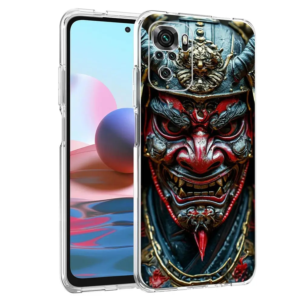 Samurai Hannya Mask Ghost Phone Case For Xiaomi Redmi Note 14 13 12 4G 9 8 10 11 Pro Plus 5G 14C 13C 12C 10C 9C 9A Soft Cover