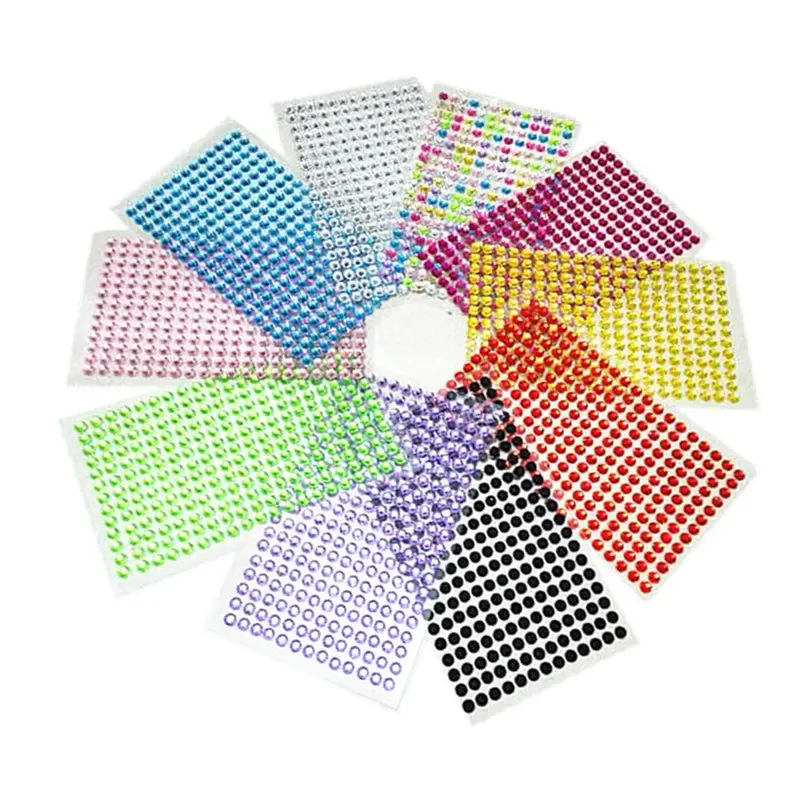 5 แผ่นปาร์ตี้และเทศกาล DIY สติกเกอร์ 6 มม.Rhinestones อะคริลิคคริสตัลสติกเกอร์รูปลอกตกแต่ง Self กาวสติกเกอร์แบน