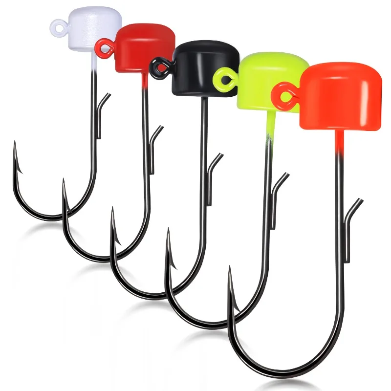 Sougayilang 5Pcs Jig Head Fishing Hook 3.5g 5.5g Ned Rig Fish Hook Soft Worm Lures Mushroom Jig Hooks Bass Trout Fishing Hooks