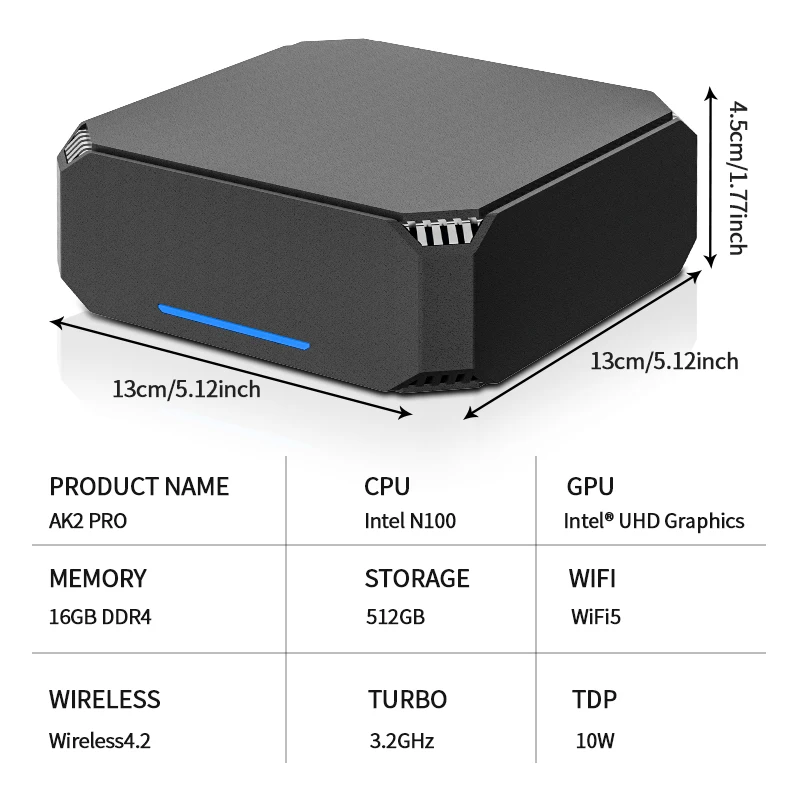 Imagem -06 - Firecat-mini pc Gaming Ak2 Plus Cpu Intel N100 Windows 11 Ddr4 Ram 16gb 512gb Ssd Nvme m2 Wi-fi Bt4