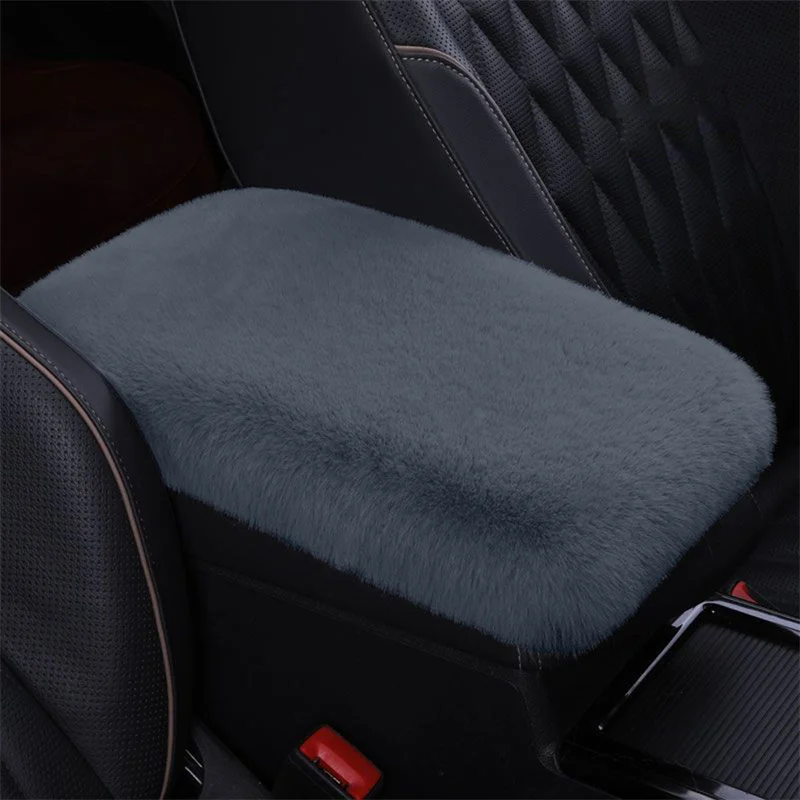 Car Armrest Box Mat Imitation Otter Rabbit Plush Car Center Armrest  Cover Arm Cushion Universal Car Interior Decor Supplies